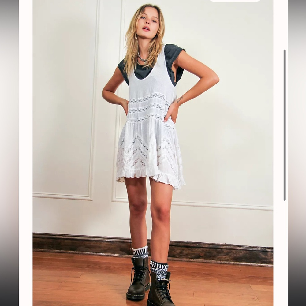 Free People Voile and Lace Trapeze Slip Size M